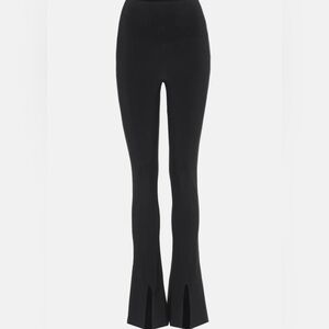 Norma Kamali Spat Black Stretch high waist Flare Pants split centre seam at hem